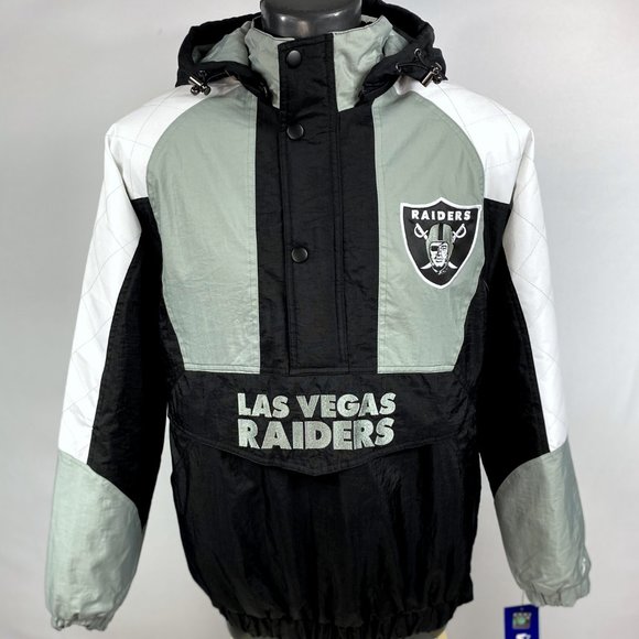LAS VEGAS RAIDERS NFL STARTER Half Zip Pull Over Jacket S M L XL 2X